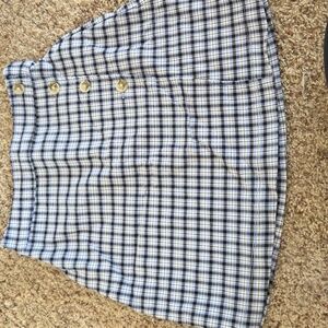 Hollister Blue and White Checkered A-Line Skirt - Ultra Highrise